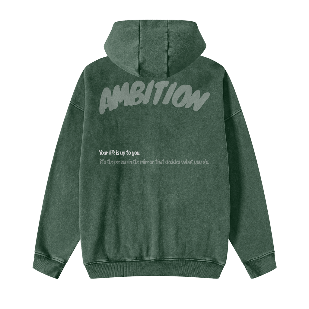 Snow Washed Zip-Through Fleece Hoodie