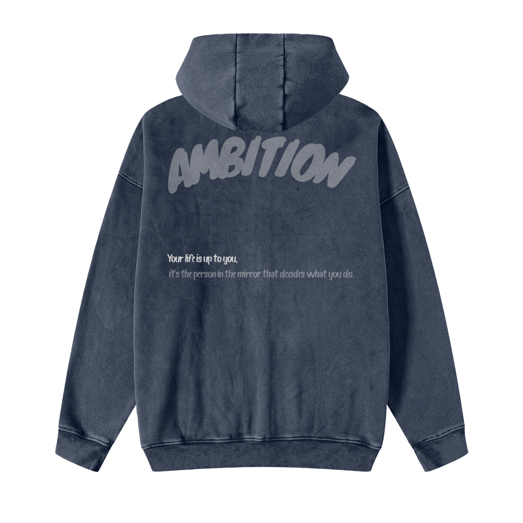 Snow Washed Zip-Through Fleece Hoodie